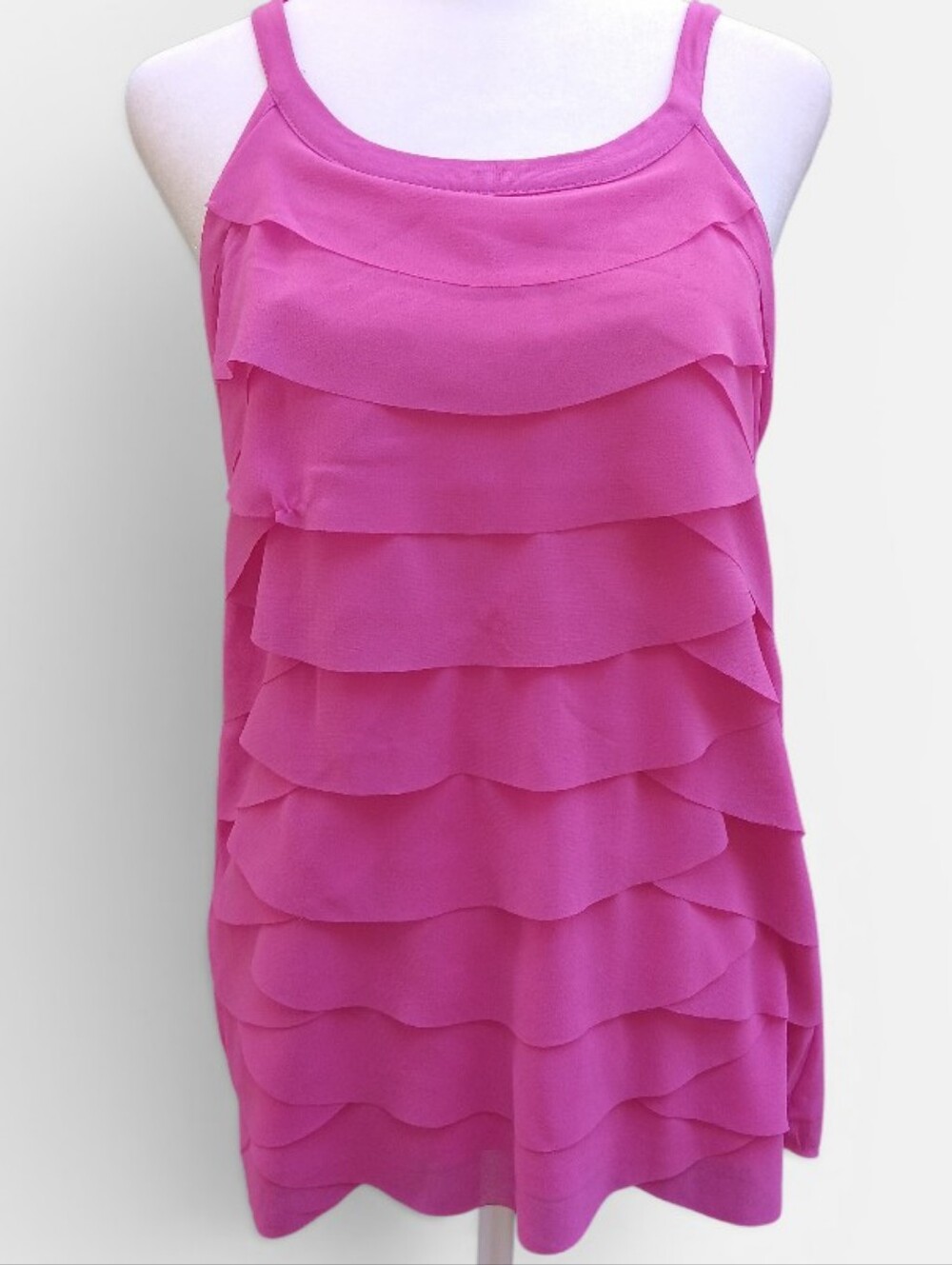 Women’s Sleeveless Layered Ruffle Tank Top - Hot Pink